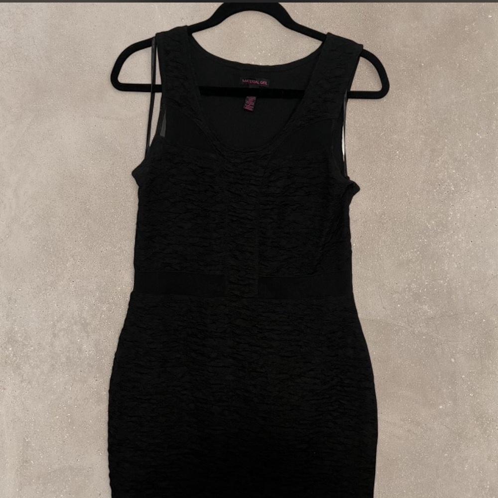 Material Girl Black Textured Mini Dress